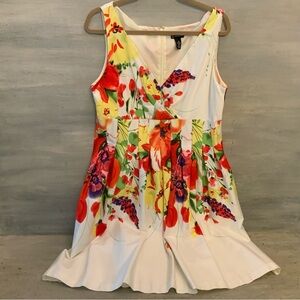 New Directions Coloful Floral Print Sleeveless Fit & Flare Dress Size 16 GC